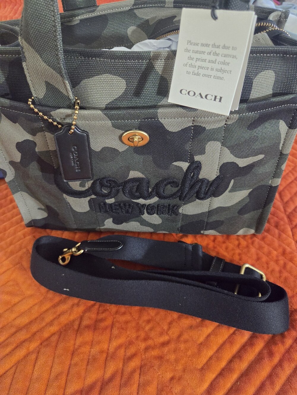 RARE Sold Out NWT Coach Camo Cargo Tote 26 Green Camouflage